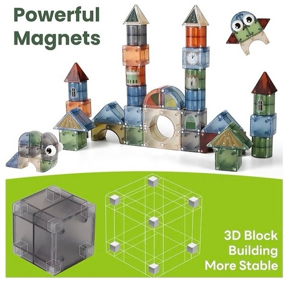 iPlay, iLearn Kids Magnetic Blocks, 62 PCS Magnet Stacking Block Building. NEW - Picture 7 of 11